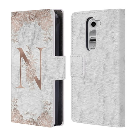 OFFICIAL NATURE MAGICK ROSE GOLD MARBLE MONOGRAM 2 LEATHER BOOK WALLET CASE COVER FOR LG PHONES 2