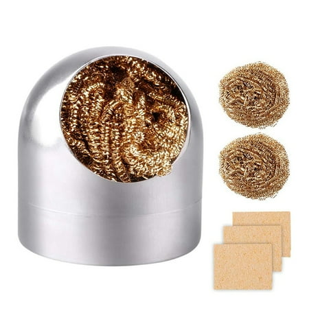 7Pcs Soldering Tip Iron Cleaner Soldering Tip Cleaning Ball and Base Holder Coiled Brass Tip Cleaner Kit