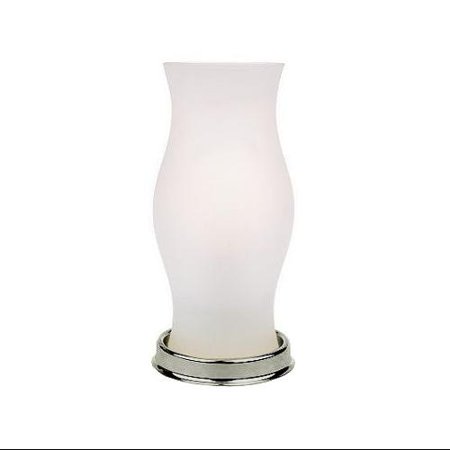 Battery Operated Led Hurricane Lamp With Frosted Glass Vase & Nickel 