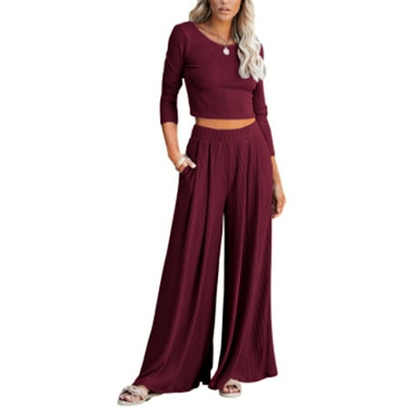 Lounge Set Womens Ribbed Crop Top Long Sleeve Sweatsuit Knit 2 Piece Pajamas
Lounge Set Womens Ribbed Crop Top Long Sleeve Sweatsuit Knit 2 Piece Pajamas