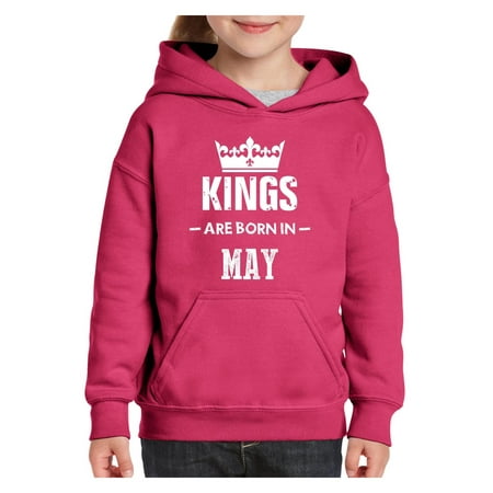 Birthday Gift Kings Are Born in May Unisex Hoodie For Girls and Boys Youth Sweatshirt