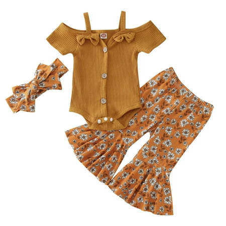 ZRBYWB Summer Toddler Girls Clothes Short Sleeve Ribbed Bowknot Romper Bodysuit Floral Print Bell Bottoms Pants Headbands Outfits
ZRBYWB Summer Toddler Girls Clothes Short Sleeve Ribbed Bowknot Romper Bodysuit Floral Print Bell Bottoms Pants Headbands Outfits