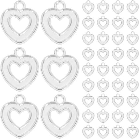 TOYMYTOY 100Pcs Hollow Out Heart Charms DIY Crafts Necklace Earring Pendant Crafts Jewelry Making