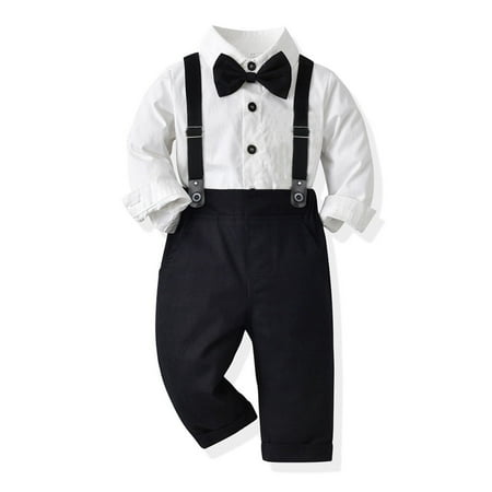 Ibtom Castle Toddler Baby Boys Christening Outfits Bow Tie Shirt+Suspenders Trousers Wedding Birthday Formal Baptism Outfit 18-24 Months Black + White 
Ibtom Castle Toddler Baby Boys Christening Outfits Bow Tie Shirt+Suspenders Trousers Wedding Birthday Formal Baptism Outfit 18-24 Months Black + White