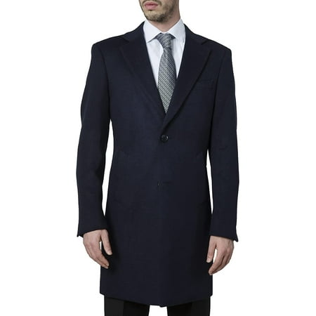 Caravelli by Adam Baker Men s 600903 Modern Fit Single Breasted Luxury Cashmere-Feel Topcoat - Navy - 54R