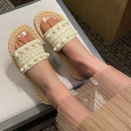 Aufmer Slippers for Women Clearance Casual Ladies Flat Shoes Madam Beach Babouche Summer Non-Slip Causal Slippers