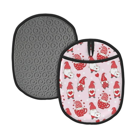Lukts Valentine Gnomes Print Silicone Pot Mat Mitten With Hanging Loop Heat Resistant Oven Mitts Non-Slip Bbq Baking Smoking Potholders
Lukts Valentine Gnomes Print Silicone Pot Mat Mitten With Hanging Loop Heat Resistant Oven Mitts Non-Slip Bbq Baking Smoking Potholders