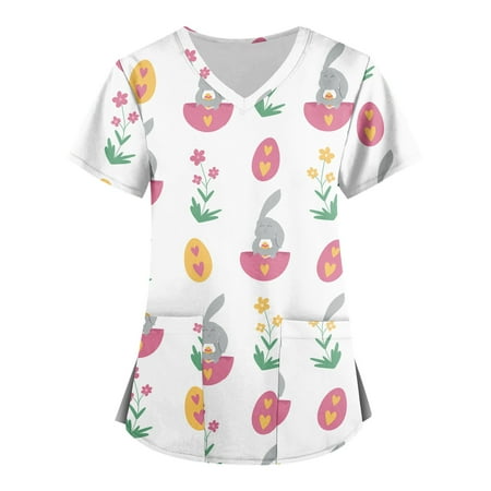 Mlqidk Easter Printed Scrub Tops for Women Breathable Easter Eggs Bunny Pattern V-Neck T-Shirts Tee Scrubs Top with Pockets
Mlqidk Easter Printed Scrub Tops for Women Breathable Easter Eggs Bunny Pattern V-Neck T-Shirts Tee Scrubs Top with Pockets