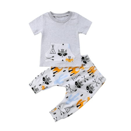 Toddler Baby Boys Girls Causal Outfits Fox Printed Pocket Tops Short Sleeve T-Shirt Cartoon Pants
Toddler Baby Boys Girls Causal Outfits Fox Printed Pocket Tops Short Sleeve T-Shirt Cartoon Pants