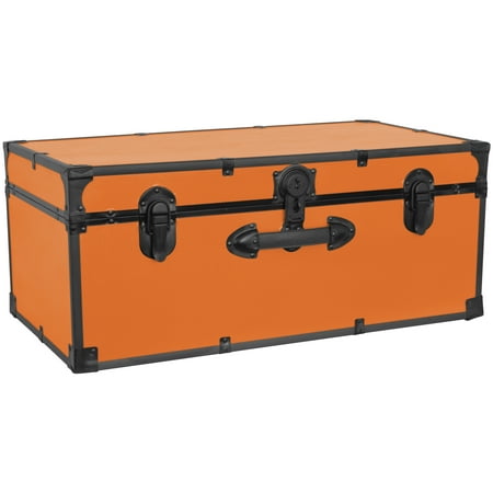 Seward Trunk 30" Footlocker Trunk with Black Hardware, Orange