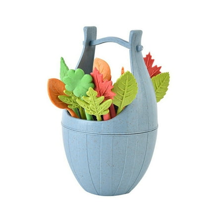 dinner forks Wooden Barrel Leaf Fruit Fork Orange Creative Tube Fruit Fork Small
