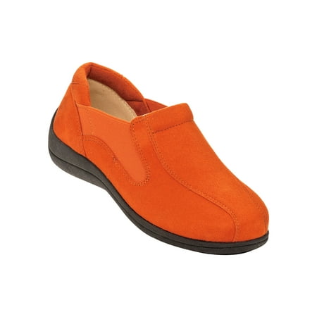 AmeriMark Beacon Women s Well Bouncer Shoes Slip-On Flats with Microsuede Upper Rust 9 Wide US Women