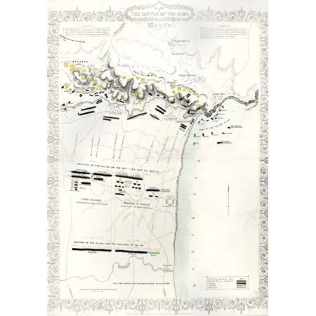 Crimean War Alma 1854 Nplan Of The Battle Of Alma Fought Between Russian Forces And A Combined Anglo-French Force 20 September 1854 Line Engraving 1854 Rolled Canvas Art - (24 x 36)