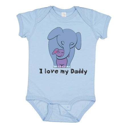 Inktastic I Love My Daddy Elephant Blue Purple Gift Baby Boy or Baby Girl Bodysuit