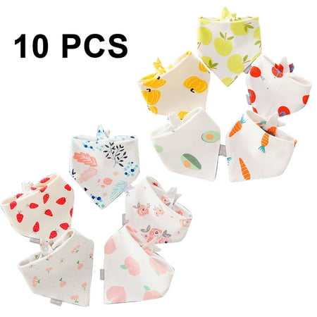 Organic Baby Bandana Drool Bibs for Girls - 10 piece set Baby Drool Bib