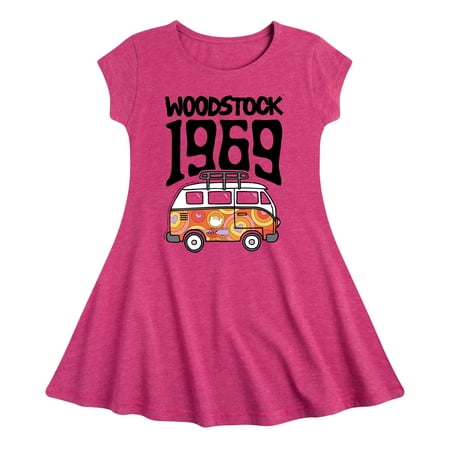 Woodstock - 1969 Hippie Van - Toddler & Youth Girls Fit & Flare Dress