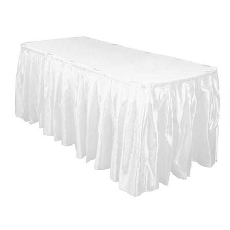 14 ft. Accordion Pleat Satin Table Skirt White