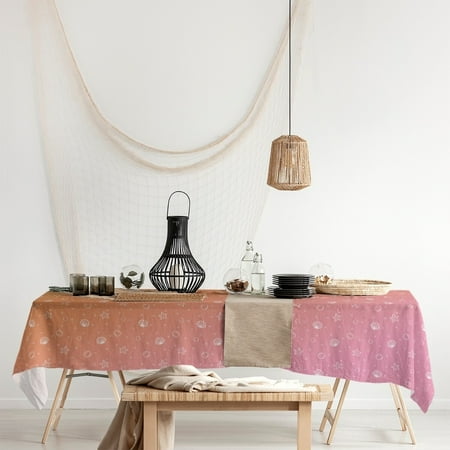 ArtVerse Seashell Pattern Rectangle Tablecloth - 58 x 102 Pink & Orange