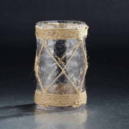 7.5" Translucent Cylindrical Glass with Rope Design Flower Vase