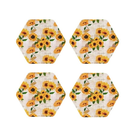 Coasters Set of 4 - Sunflower 5 Drink Coasters for Tabletop Protection Leather Coasters for Living Room Decor and Housewarming Gift Hexagon
Coasters Set of 4 - Sunflower 5 Drink Coasters for Tabletop Protection Leather Coasters for Living Room Decor and Housewarming Gift Hexagon