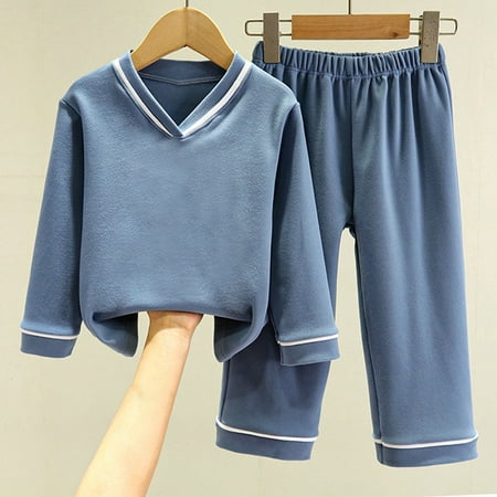 Lilgiuy Boys Girls Long Sleeve Pajama Set Casual Solid Color V-Neck Pullover Top and Elastic Waist Pant 2pcs Sleepwear Jammies Set Blue(18M-10Y)
Lilgiuy Boys Girls Long Sleeve Pajama Set Casual Solid Color V-Neck Pullover Top and Elastic Waist Pant 2pcs Sleepwear Jammies Set Blue(18M-10Y)