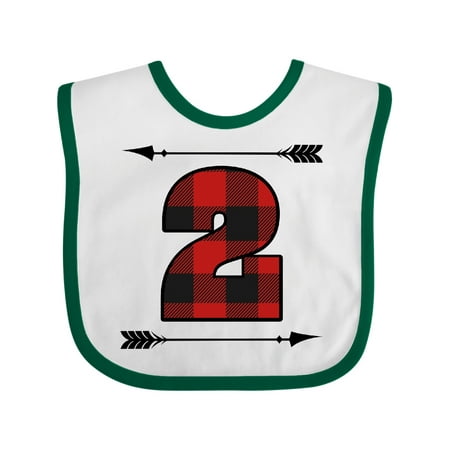 Inktastic 2nd Birthday Buffalo Plaid 2 Year Old Gift Baby Boy or Baby Girl Bib