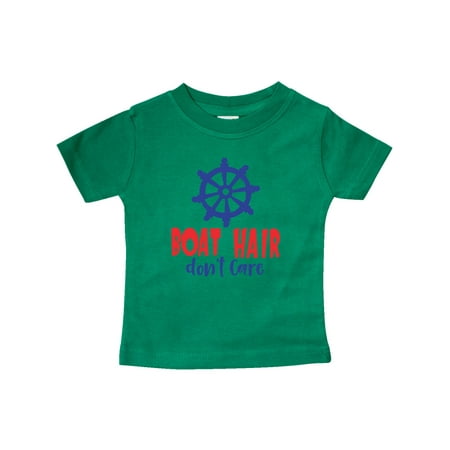 Inktastic Boat Hair Don t Care Steering Wheel - Red Blue Gift Baby Boy or Baby Girl T-Shirt