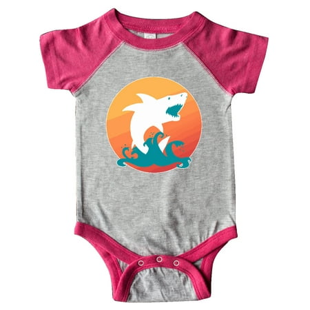 Inktastic Shark with Orange Sunset Gift Baby Boy or Baby Girl Bodysuit