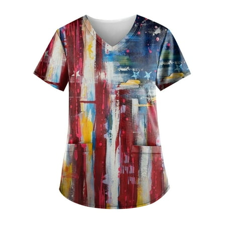 Sksloeg Womens Scrub Tops Fashion Independence Day Top Patriotic Comfort Scrubs Women s Flag Stripes Printed Color Block V-Neck Workwear Shirts Nursing Working Uniform Dark Blue XXXXL
Sksloeg Womens Scrub Tops Fashion Independence Day Top Patriotic Comfort Scrubs Women s Flag Stripes Printed Color Block V-Neck Workwear Shirts Nursing Working Uniform Dark Blue XXXXL