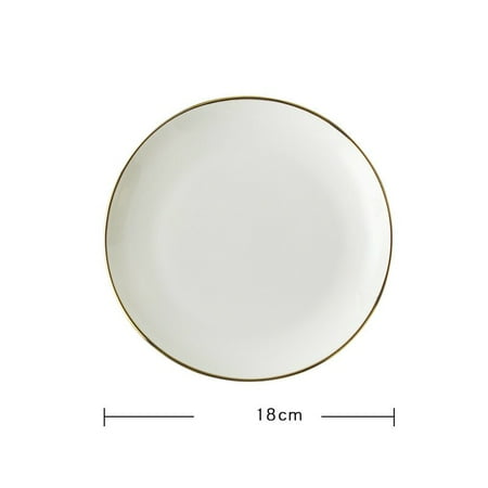 Gold Edge Ceramic Plate Dish White Porcelain Tableware Western-style Dinner Dishes and Plates Sets