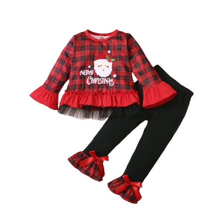 Musuos Baby Girl Christmas Plaid Santa Claus T-Shirt Pullover Tops Flare Pants Trousers
Musuos Baby Girl Christmas Plaid Santa Claus T-Shirt Pullover Tops Flare Pants Trousers