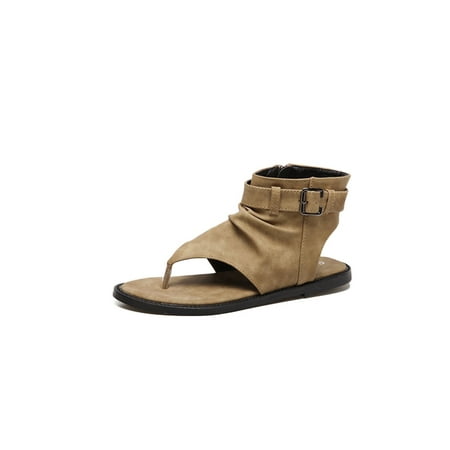 Rotosw Ladies Thong Sandals Zipper Gladiator Shoes High Top Flat Roman Style Clip Toe Flip Flops Summer Lightweight Walking Khaki 4.5
Rotosw Ladies Thong Sandals Zipper Gladiator Shoes High Top Flat Roman Style Clip Toe Flip Flops Summer Lightweight Walking Khaki 4.5