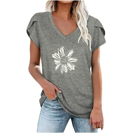 kakina CMSX Vintage Womens Tops Fashion Summer V-Neck Short Sleeve Print Casual T-shirt Blouse Ladies Casual Tops Gray S
kakina CMSX Vintage Womens Tops Fashion Summer V-Neck Short Sleeve Print Casual T-shirt Blouse Ladies Casual Tops Gray S
