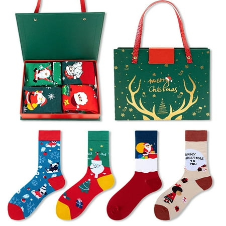 Qazqa Women S Christmas Socks Pattern Cotton Socks 4 Pices Pack Socks