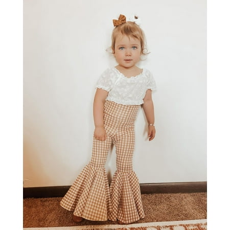 Kids Toddler Baby Girl Summer Clothes Short Sleeve Crop Top T-Shirt Plaid Bell Bottoms Flared Pants Outfit
Kids Toddler Baby Girl Summer Clothes Short Sleeve Crop Top T-Shirt Plaid Bell Bottoms Flared Pants Outfit