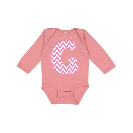 

Inktastic Cute Pink Chevron Initial G Gift Baby Boy or Baby Girl Long Sleeve Bodysuit