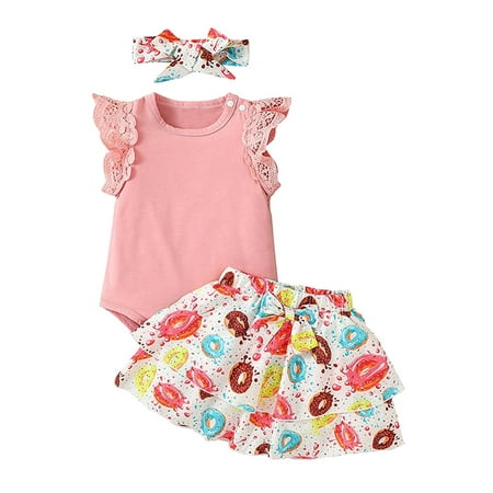 Suanret Toddler Baby Girl Clothes Suits Romper Skirts Sets Lace Fly Sleeve Romper Donut Print Ruffles Skirts Sets Pink Donut 18-24 Months
Suanret Toddler Baby Girl Clothes Suits Romper Skirts Sets Lace Fly Sleeve Romper Donut Print Ruffles Skirts Sets Pink Donut 18-24 Months