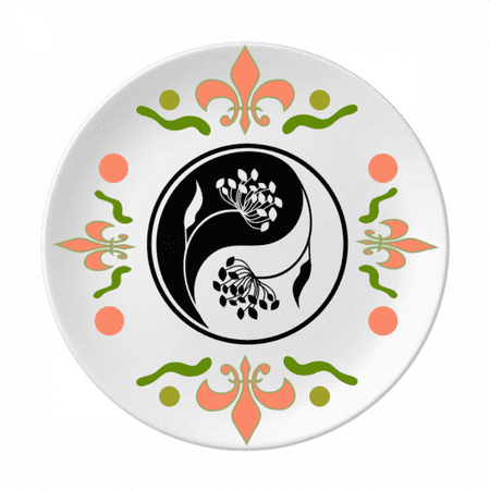 Culture Yin-yang Black White Flower Flower Ceramics Plate Tableware Dinner Dish