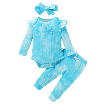 KIMI BEAR Infant Girls Outfits 12 Months Infant Girls Autumn Winter Outfits 18 Months Infant Girls Casual Tie-dye Pit Stripe Long Sleeve Romper + Pants + Headband 3PCs Set Blue
KIMI BEAR Infant Girls Outfits 12 Months Infant Girls Autumn Winter Outfits 18 Months Infant Girls Casual Tie-dye Pit Stripe Long Sleeve Romper + Pants + Headband 3PCs Set Blue