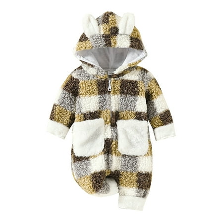 Wrcnote Infant Onesies Long Sleeve Fleece Romper Full Zip Hooded Jumpsuit Warm Winter Loose Outwear Outfits Check Print Brown 12-18M
Wrcnote Infant Onesies Long Sleeve Fleece Romper Full Zip Hooded Jumpsuit Warm Winter Loose Outwear Outfits Check Print Brown 12-18M