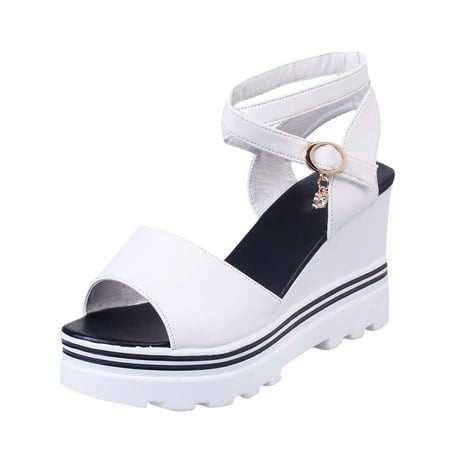 Womens Sandals Women Solid Color Buckle Platform Wedge Comfort Casual Sandals Women S Sandals Pu White 40
Womens Sandals Women Solid Color Buckle Platform Wedge Comfort Casual Sandals Women S Sandals Pu White 40