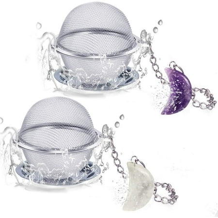 2pcs Tea Strainers Stainless Steel Ball Mesh Tea Infusers Amethyst & White Crystal Moon Pendant Tea Ball Tea Filter with Extended Chain Hook for Brew Fine Loose Tea and Spices & Seasonings
2pcs Tea Strainers Stainless Steel Ball Mesh Tea Infusers Amethyst & White Crystal Moon Pendant Tea Ball Tea Filter with Extended Chain Hook for Brew Fine Loose Tea and Spices & Seasonings