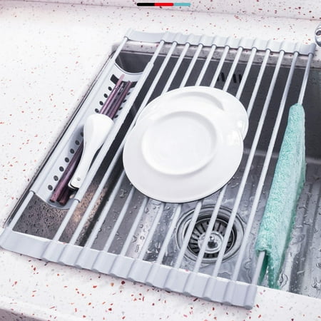 Silicone Over The Sink Rack Mat Storage Organizer for Fruits Cups Vegetables Light Gray L
Silicone Over The Sink Rack Mat Storage Organizer for Fruits Cups Vegetables Light Gray L