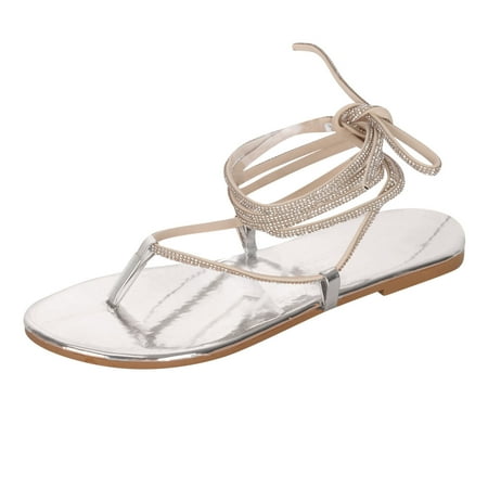 Sandals Sandals For Women Women s Sandals Bandage Rhinestones Breathable Summer Flat Shoes Silver
Sandals Sandals For Women Women s Sandals Bandage Rhinestones Breathable Summer Flat Shoes Silver