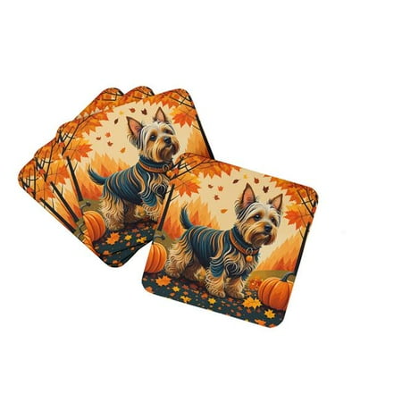 0.15 x 3.5 x 3.5 in. Silky Terrier Fall Foam Coasters - Set of 4