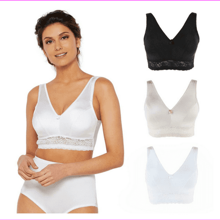 Rhonda Shear 3-pack Pin Up Smooth Bra in Black/White/Nude Large (650613)