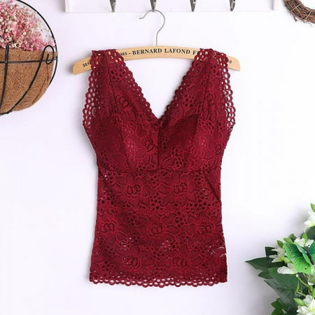 V-Neck Sleeveless Solid Color Lace Flower with Chest Pad Women Camisoles Breathable Autumn and Winter Slim Tops Female Vest
V-Neck Sleeveless Solid Color Lace Flower with Chest Pad Women Camisoles Breathable Autumn and Winter Slim Tops Female Vest