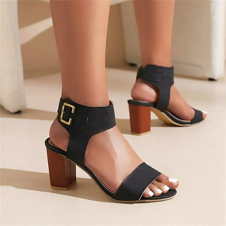 Cathalem Womens Designer Sandals N Shoes Ladies Fashion Solid Color Leather Open Toe Buckle Casual Comfort Sandals for Women Black 8
Cathalem Womens Designer Sandals N Shoes Ladies Fashion Solid Color Leather Open Toe Buckle Casual Comfort Sandals for Women Black 8