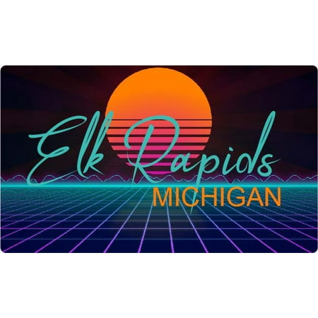 Elk Rapids Michigan 4 X 2.25-Inch Fridge Magnet Retro Neon Design