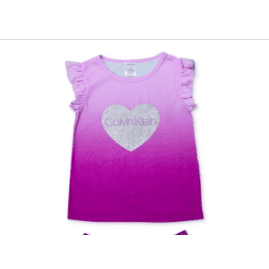 Calvin Klein Big Girls Heart Pajama Top 7-8